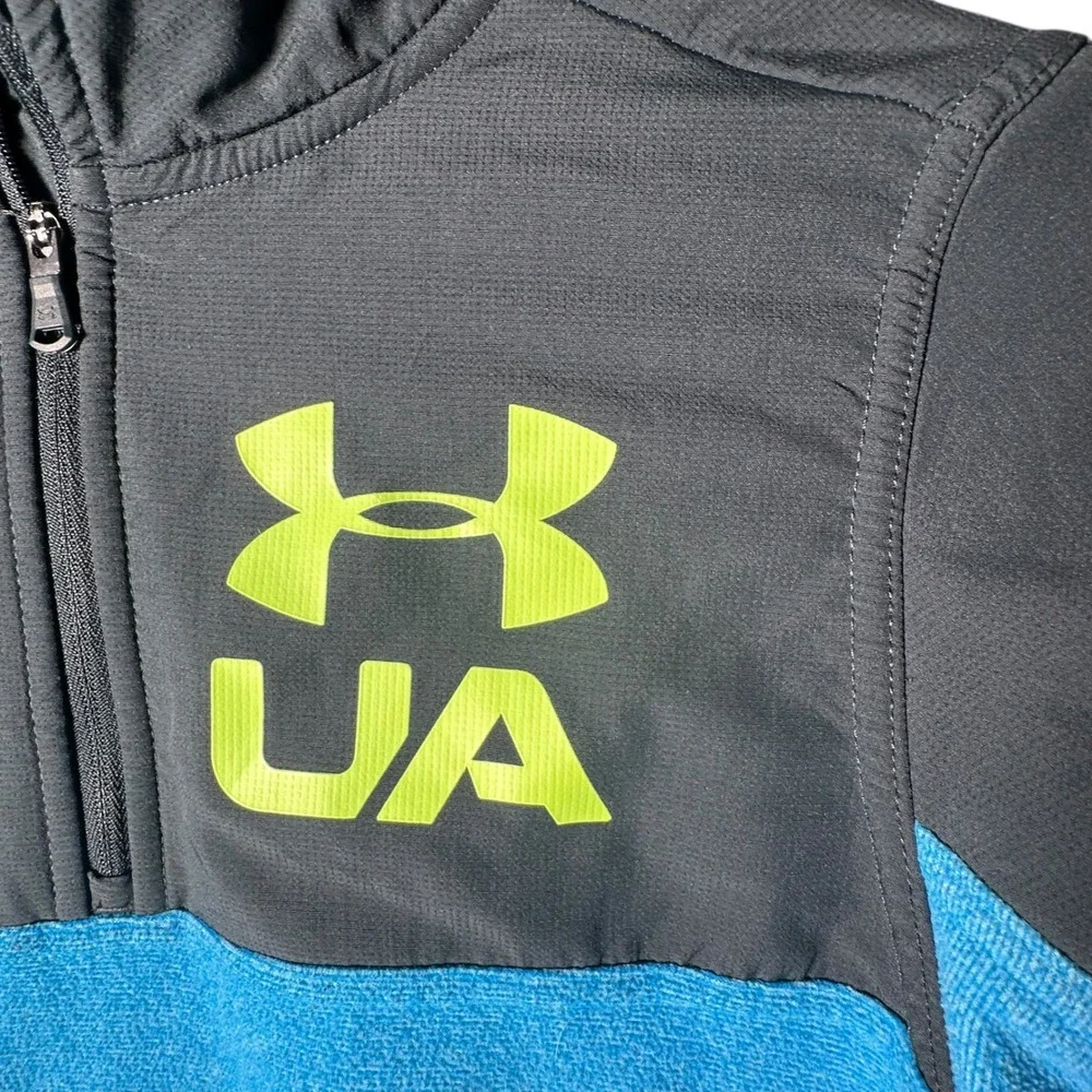 Under Armour Youth Pullover Jacket Quarter Zip Top Blue Black YMD‎